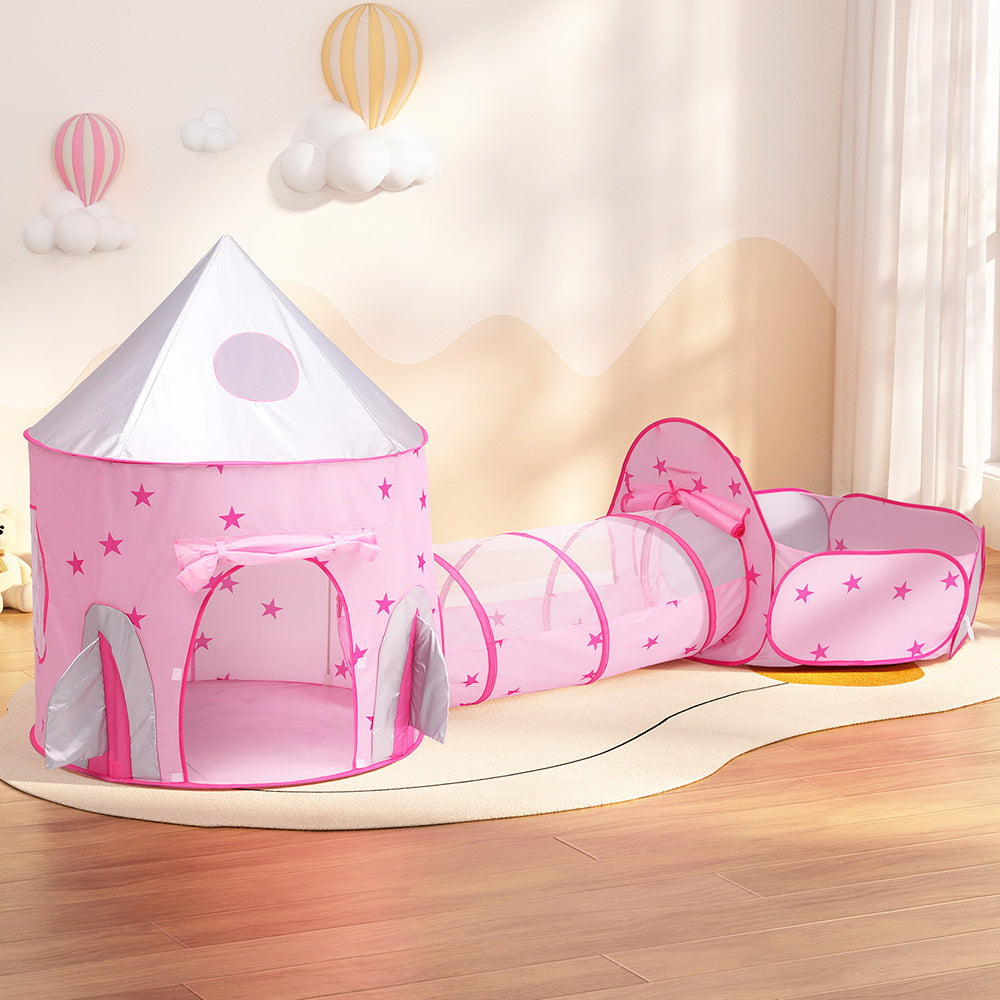 Keezi Kids Playhouse Tent with Tunnel & Basketball Hoop