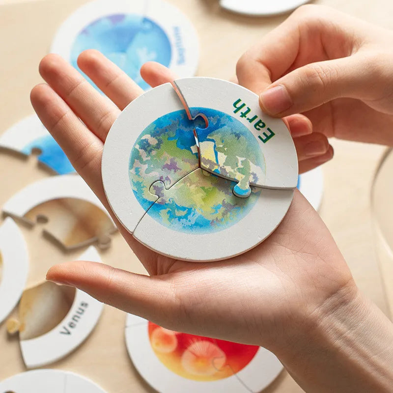 Educational Wooden Solar System Puzzle Toy for Kids Learning | Arroura Studio