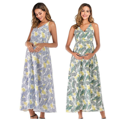 Summer Maternity Wear: Stylish Printed Long Skirt for Expecting Moms