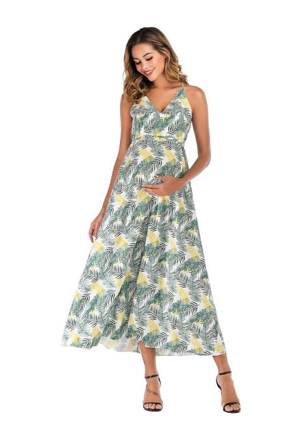 Summer Maternity Wear: Stylish Printed Long Skirt for Expecting Moms