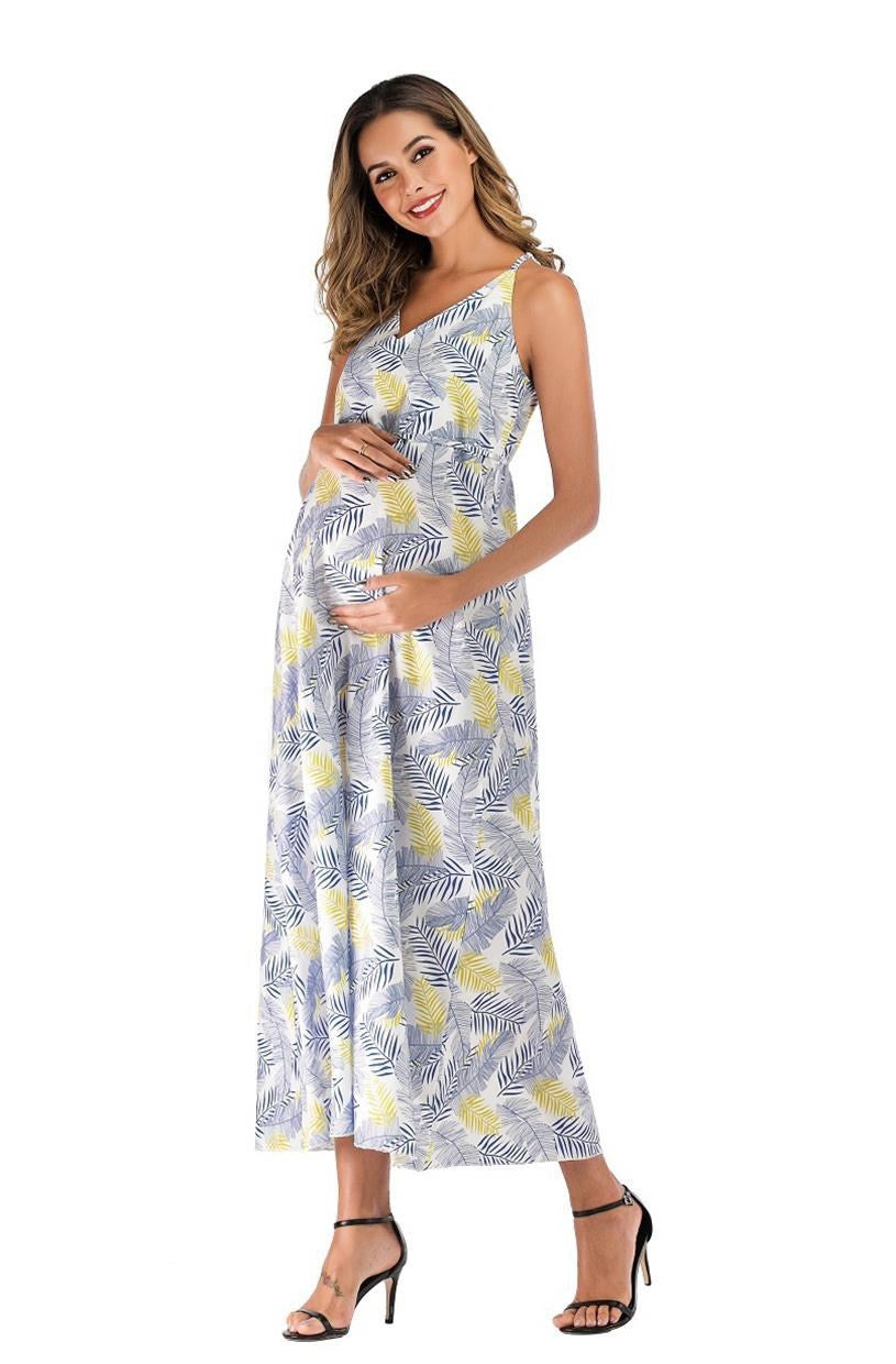 Summer Maternity Wear: Stylish Printed Long Skirt for Expecting Moms