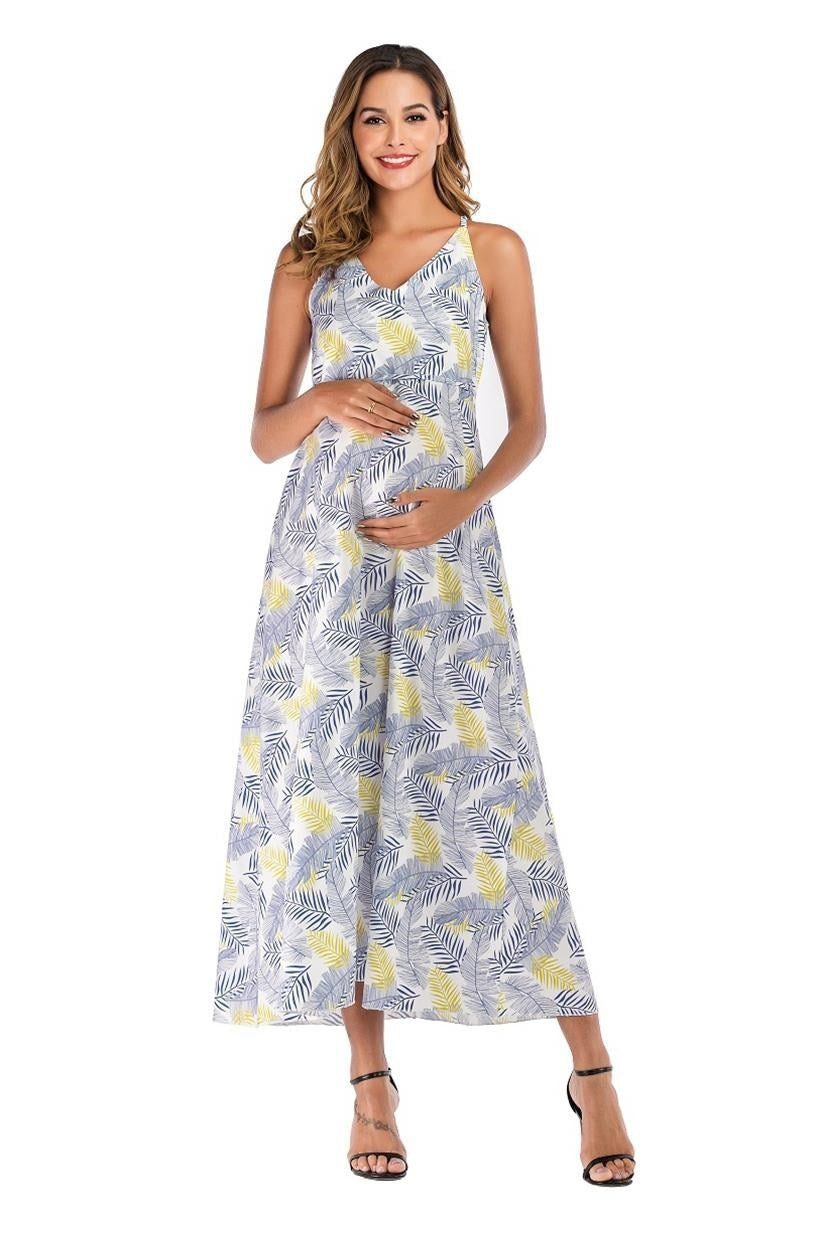 Summer Maternity Wear: Stylish Printed Long Skirt for Expecting Moms