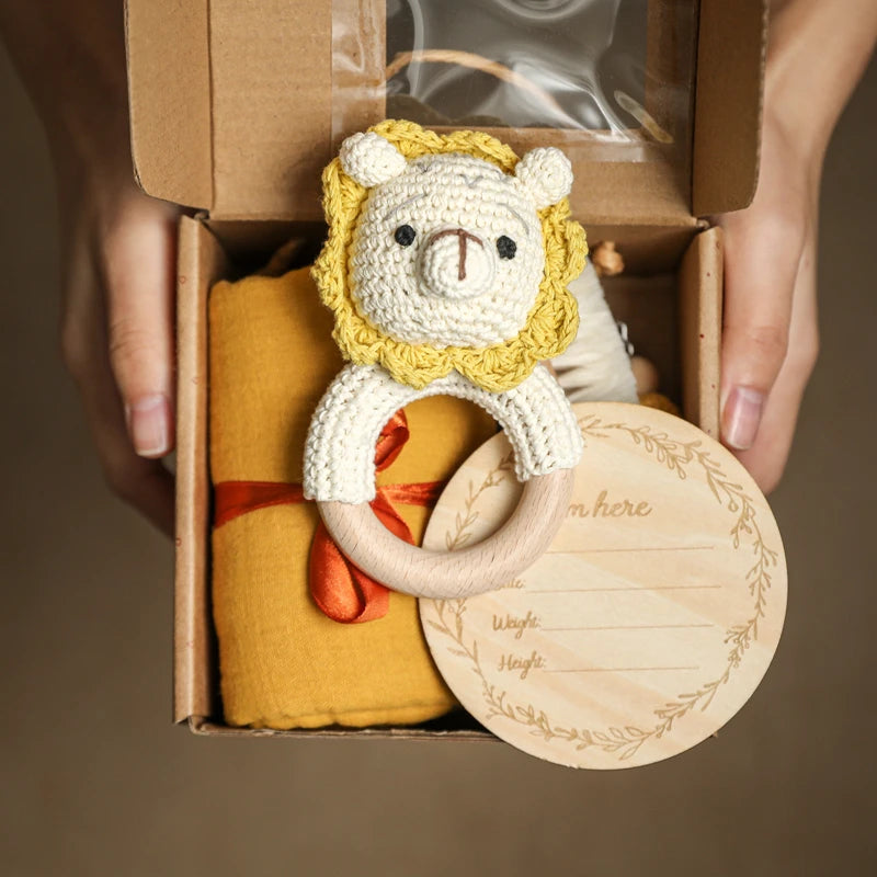 Complete Baby Gift Set: Bath Essentials, Crochet Rattle & Blanket for Newborns