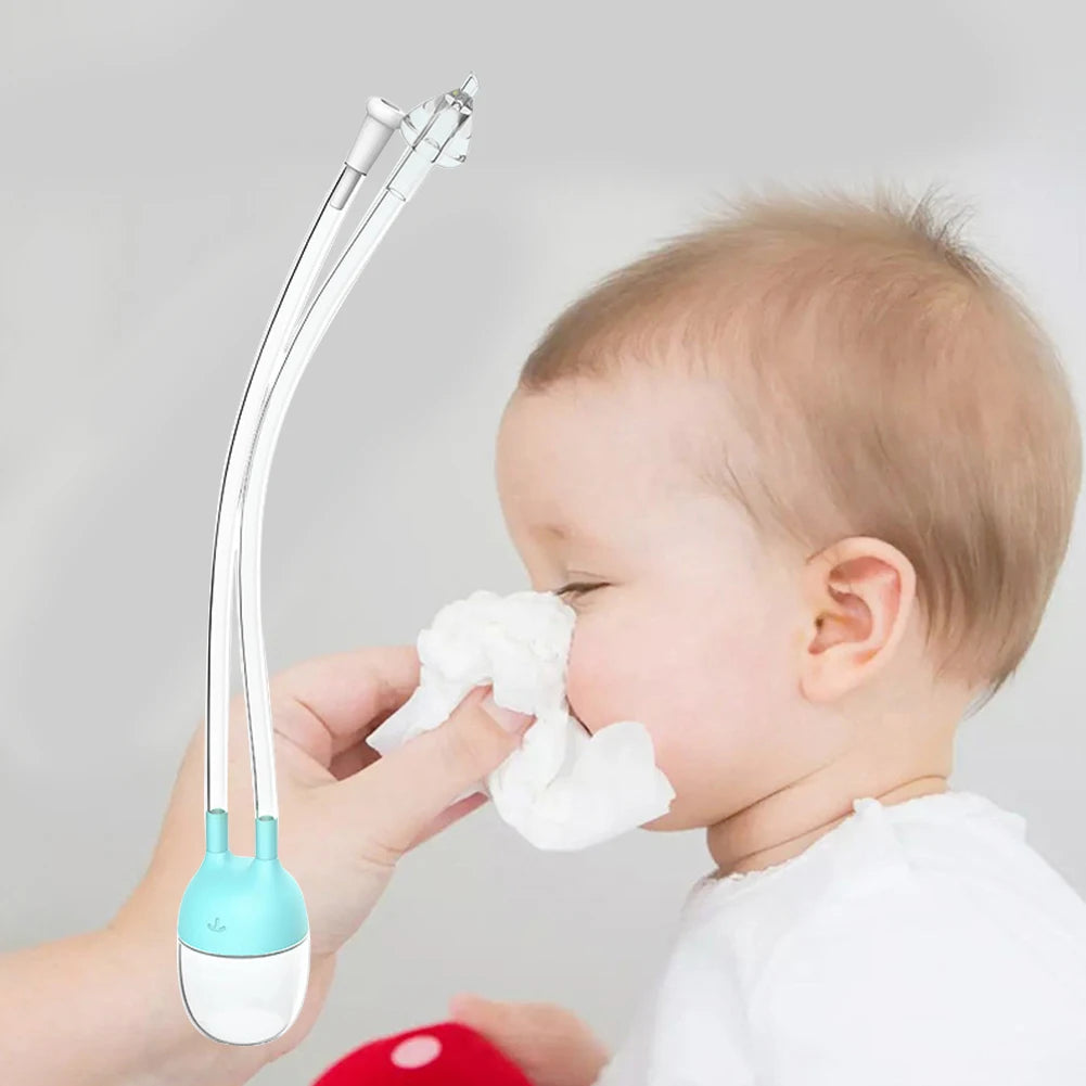 Mom clean her baby nose using baby nose cleaner 