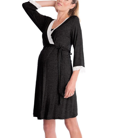 Elegant Maternity Robe & Nursing Nightgown for Moms | Arroura Studio