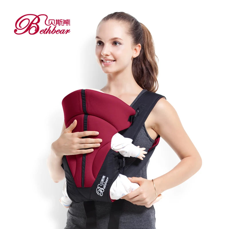 Mom carry her son in Baby Carrier Infant Sling Backpack (10)