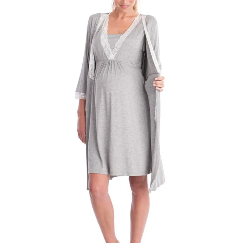 Elegant Maternity Robe & Nursing Nightgown for Moms | Arroura Studio