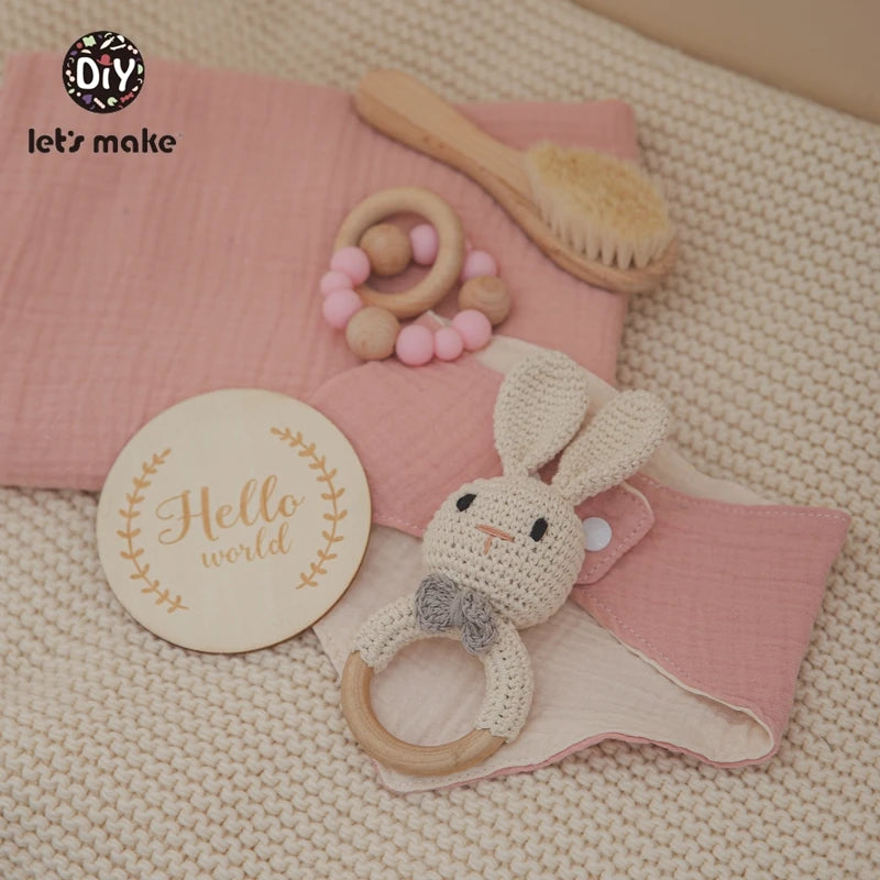 Complete Baby Gift Set: Bath Essentials, Crochet Rattle & Blanket for Newborns