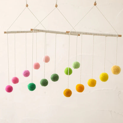 Montessori Baby Mobile: Colorful Plush Ball Musical Rattle & Bed Bell for Sensory Development