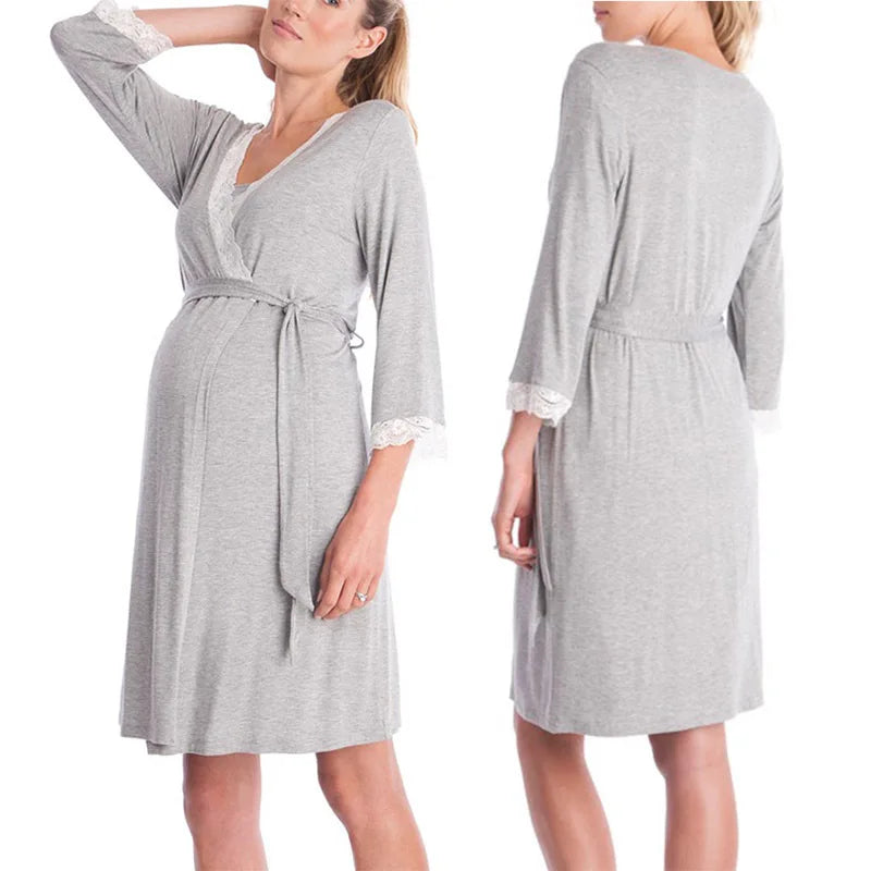 Elegant Maternity Robe & Nursing Nightgown for Moms | Arroura Studio