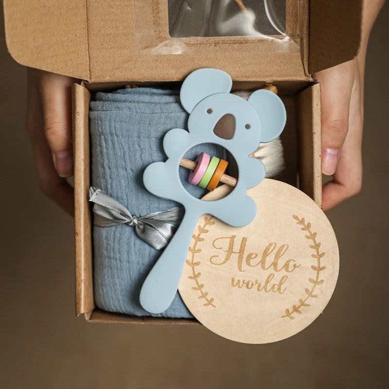 Complete Baby Gift Set: Bath Essentials, Crochet Rattle & Blanket for Newborns