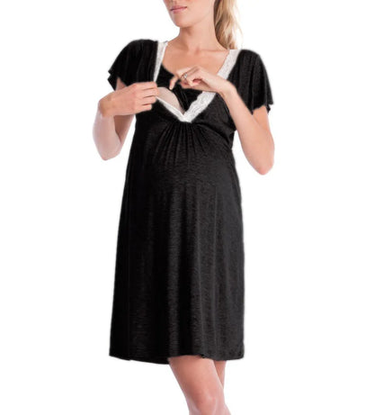 Elegant Maternity Robe & Nursing Nightgown for Moms | Arroura Studio