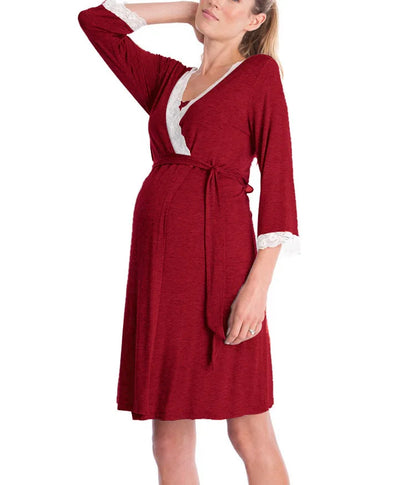 Elegant Maternity Robe & Nursing Nightgown for Moms | Arroura Studio