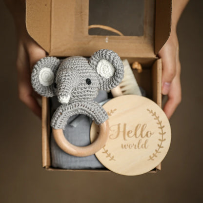 Complete Baby Gift Set: Bath Essentials, Crochet Rattle & Blanket for Newborns