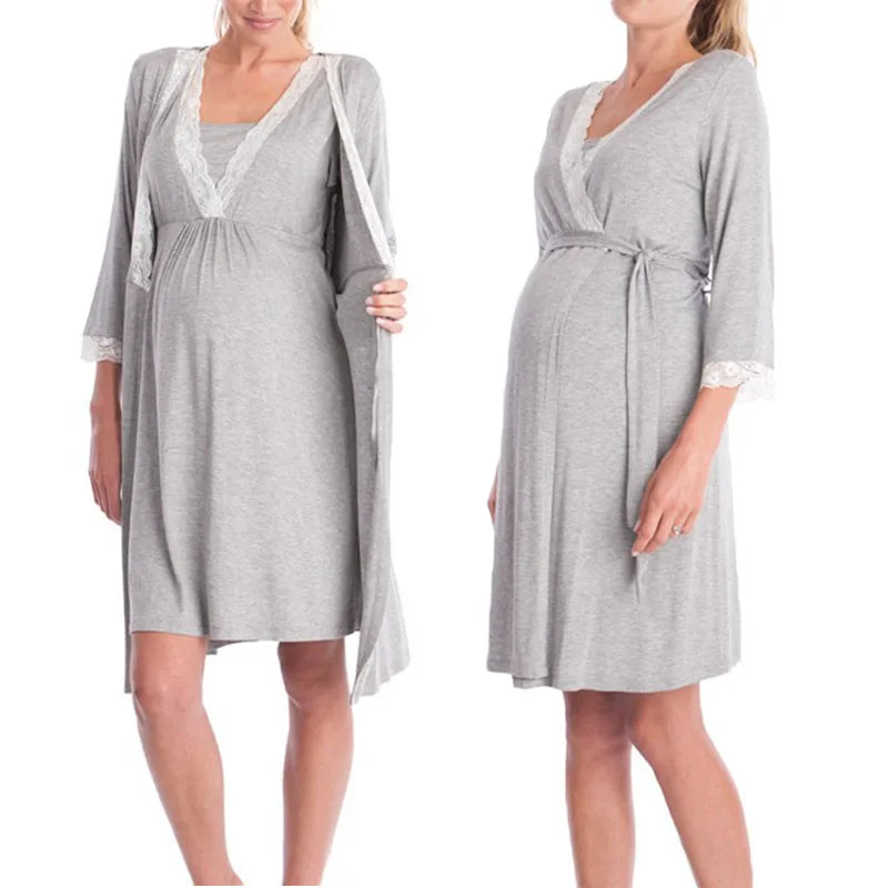 Elegant Maternity Robe & Nursing Nightgown for Moms | Arroura Studio