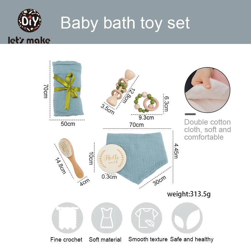 Complete Baby Gift Set: Bath Essentials, Crochet Rattle & Blanket for Newborns