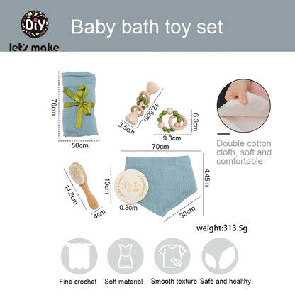 Complete Baby Gift Set: Bath Essentials, Crochet Rattle & Blanket for Newborns