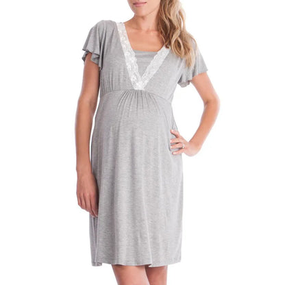 Elegant Maternity Robe & Nursing Nightgown for Moms | Arroura Studio