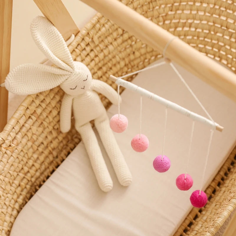 Montessori Baby Mobile: Colorful Plush Ball Musical Rattle & Bed Bell for Sensory Development