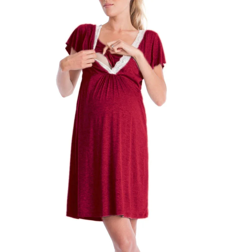 Elegant Maternity Robe & Nursing Nightgown for Moms | Arroura Studio