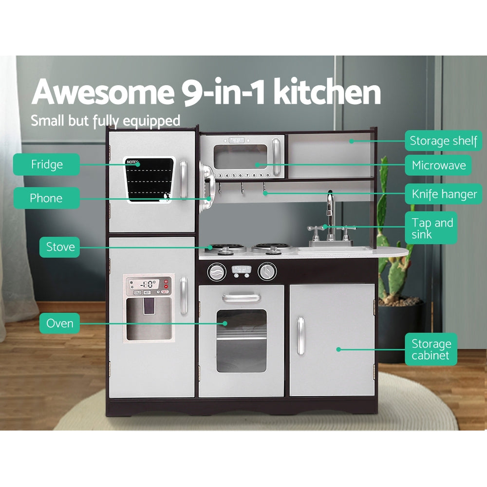 Kids Wooden Kitchen Play Set – Stove & Fridge Toys