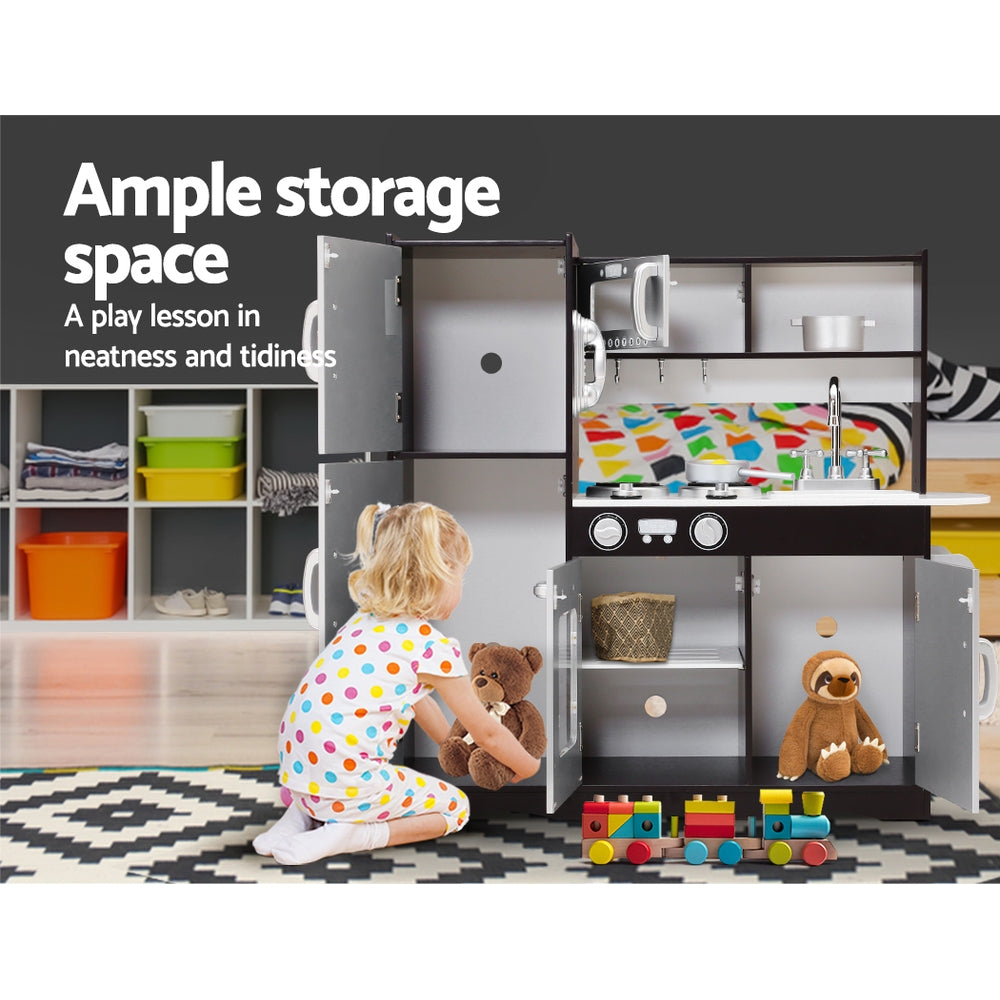 Kids Wooden Kitchen Play Set – Stove & Fridge Toys