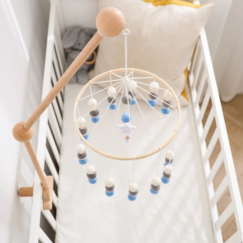 Montessori Baby Mobile: Colorful Plush Ball Musical Rattle & Bed Bell for Sensory Development