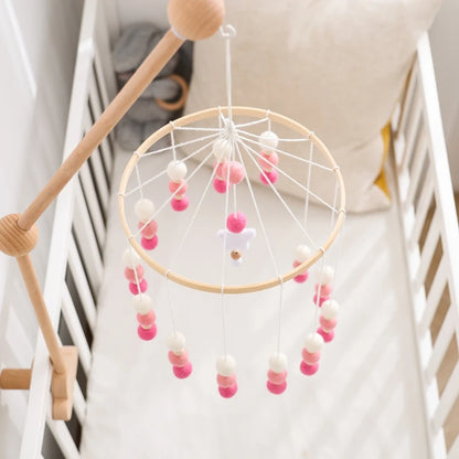 Montessori Baby Mobile: Colorful Plush Ball Musical Rattle & Bed Bell for Sensory Development