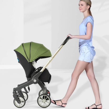 Mom with her baby in 4-in-1 baby two-way stroller (3)