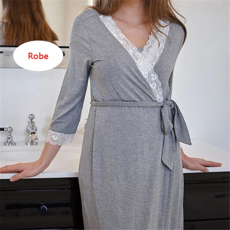 Elegant Maternity Robe & Nursing Nightgown for Moms | Arroura Studio