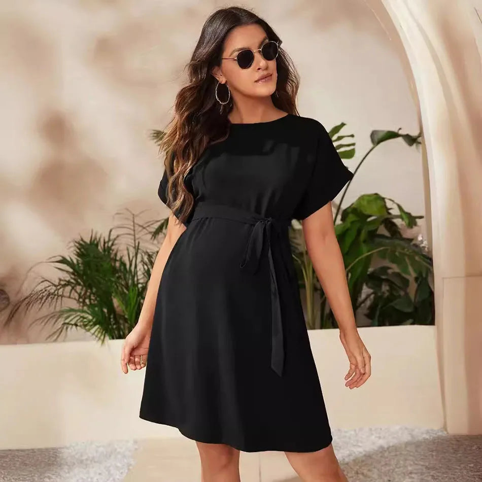 Tied Waist Modern Maternity Dress