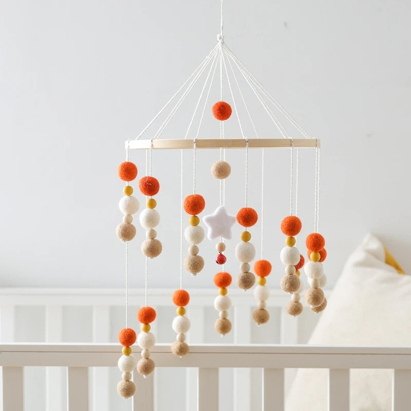 Montessori Baby Mobile: Colorful Plush Ball Musical Rattle & Bed Bell for Sensory Development