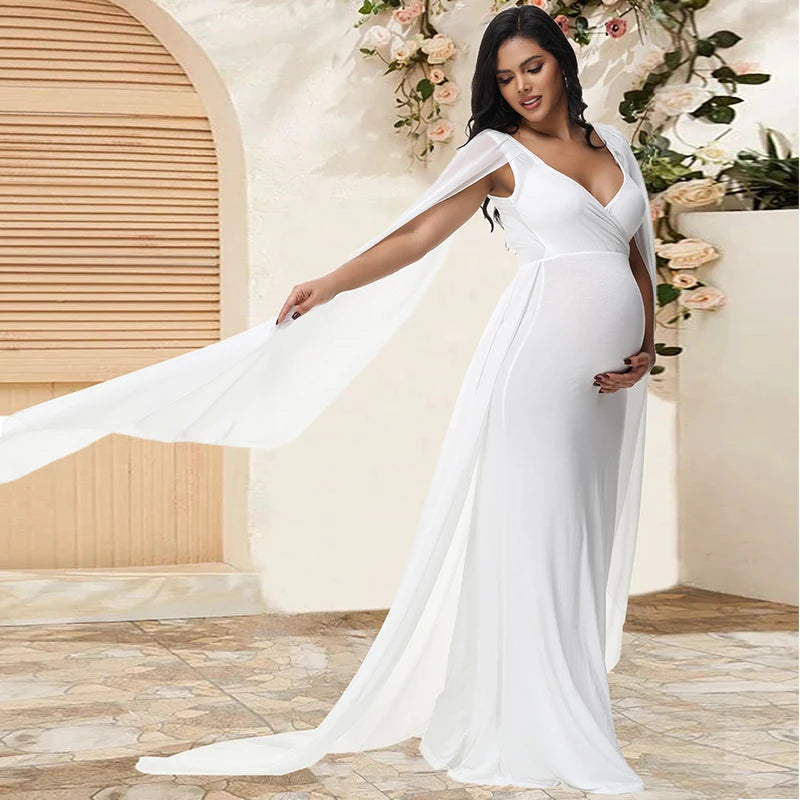 Maternity Long Dress With Shawl Trailing Photo Shoot