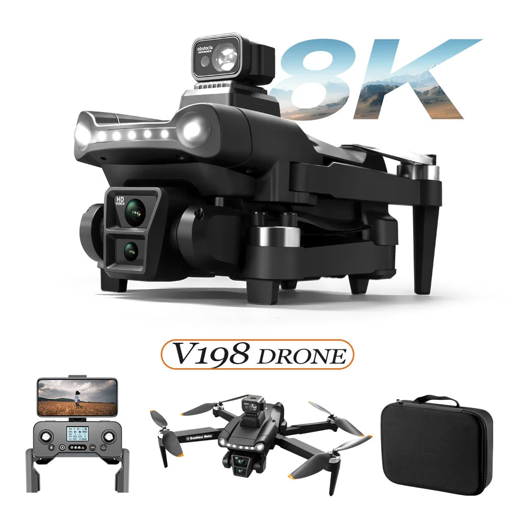 Xiaomi V198GPS Drone ESC 8K Professional HD Camera Brushless Obstacle Avoidance Aerial Optical Foldable Quadcopter Mini Drone