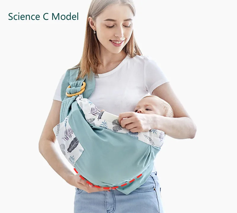 Mom carry her son in Baby Carries Cotton Wrap Sling Carrier (3)