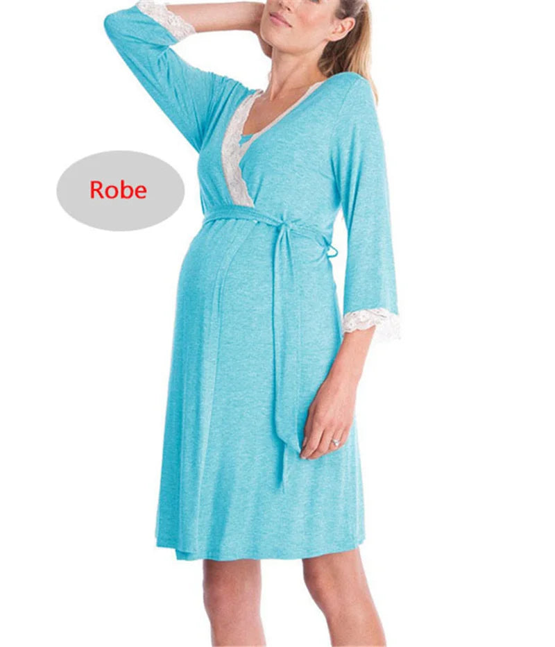 Elegant Maternity Robe & Nursing Nightgown for Moms | Arroura Studio