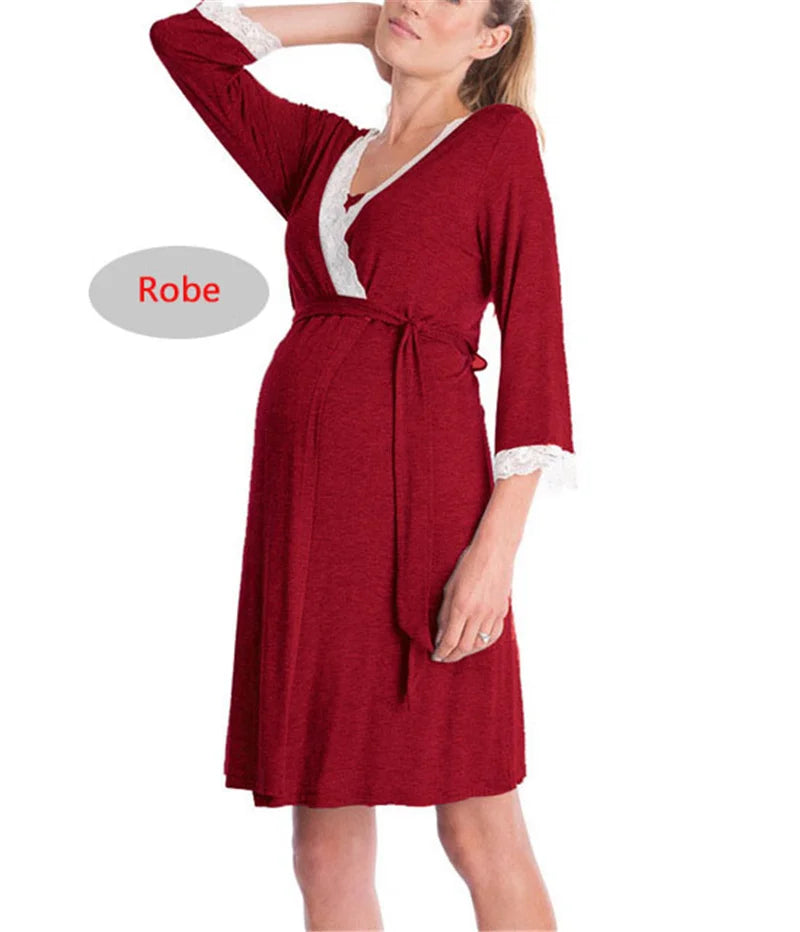 Elegant Maternity Robe & Nursing Nightgown for Moms | Arroura Studio