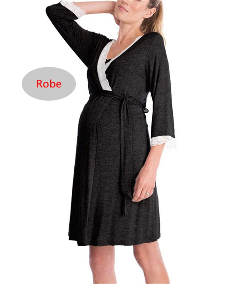 Elegant Maternity Robe & Nursing Nightgown for Moms | Arroura Studio