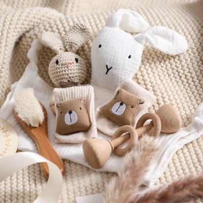 Complete Baby Gift Set: Bath Essentials, Crochet Rattle & Blanket for Newborns