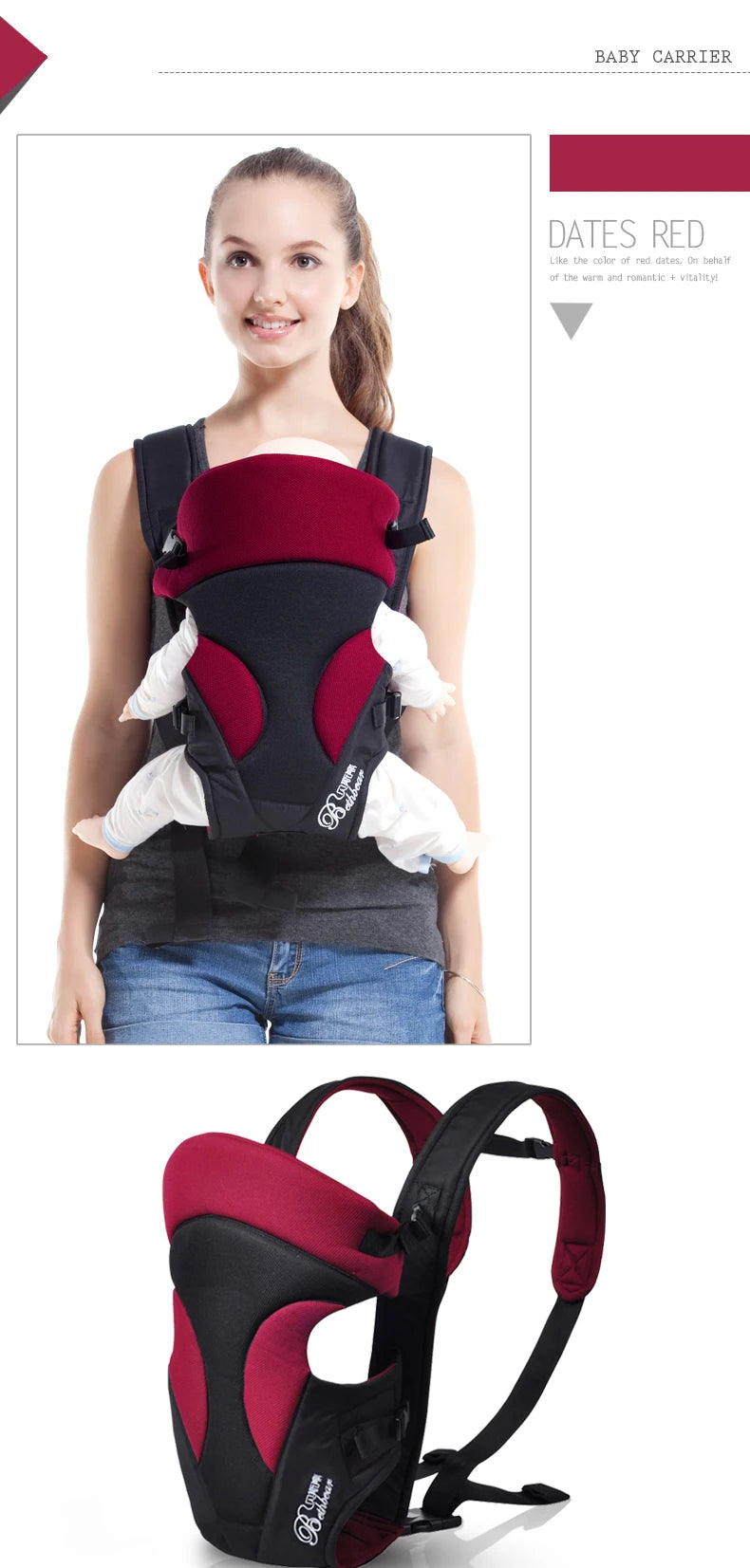 Mom carry her son in Baby Carrier Infant Sling Backpack product show (4)