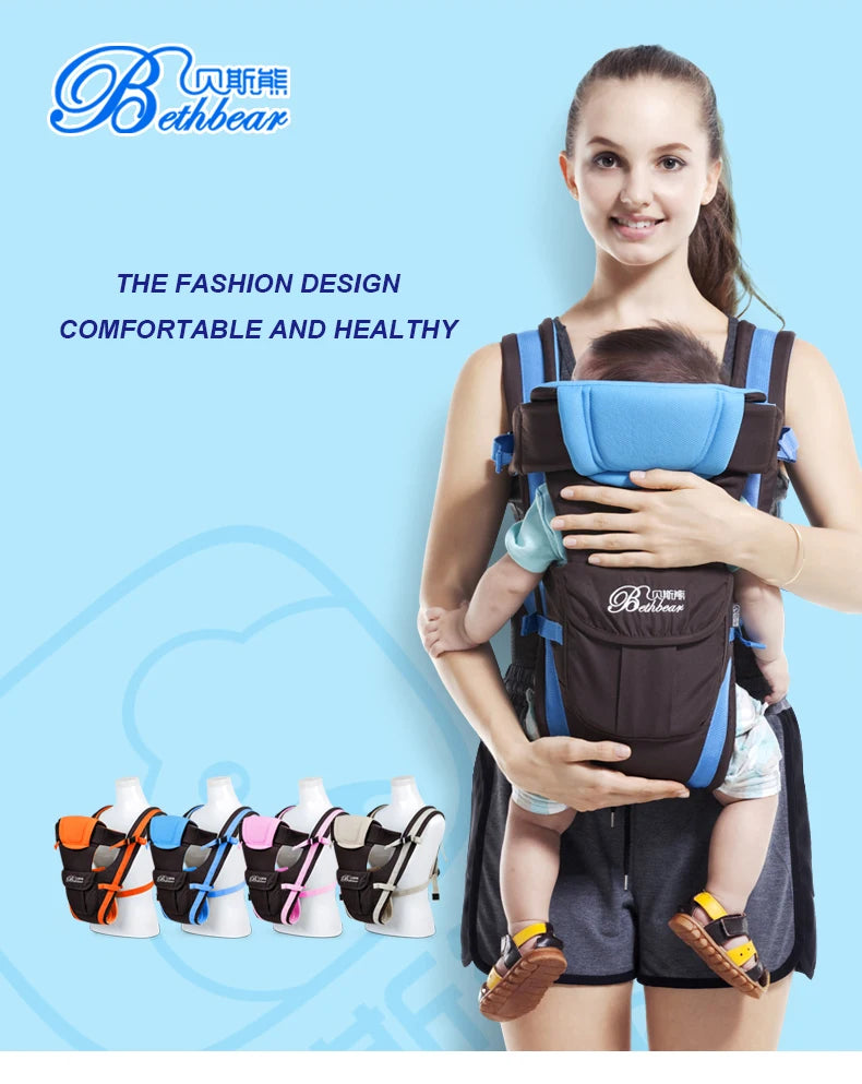 Mom carry her son in Baby Carrier Infant Sling Backpack (3)