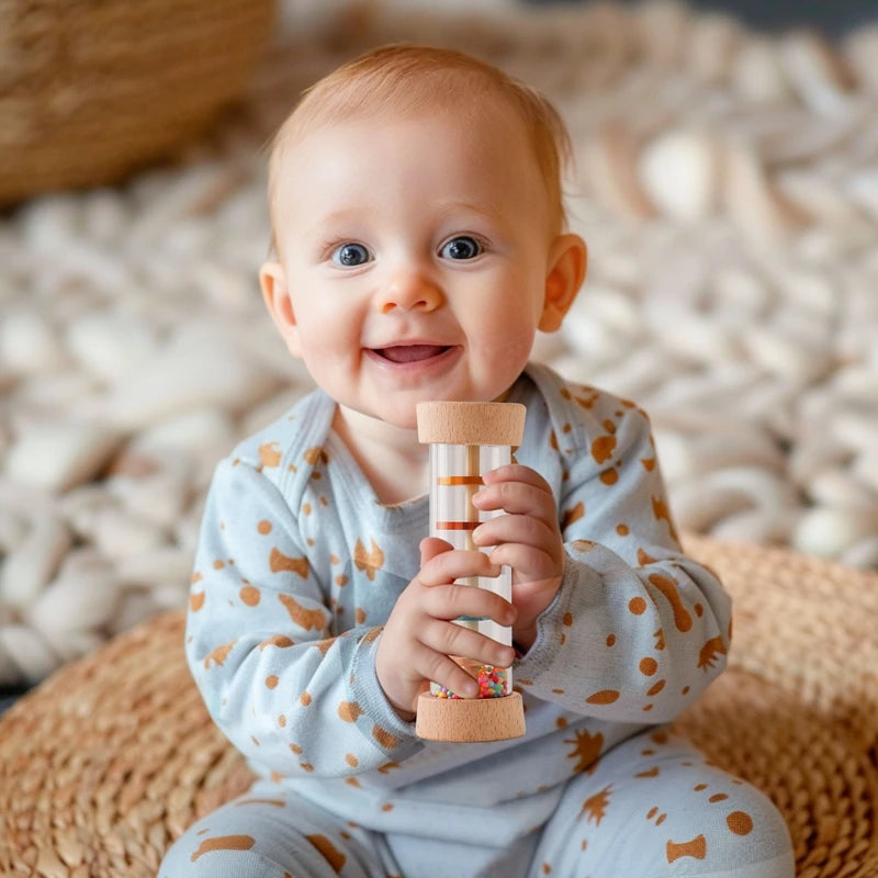 Montessori Sensory Rain Stick Colorful Hourglass Rattle