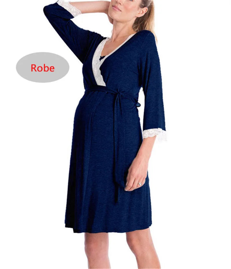 Elegant Maternity Robe & Nursing Nightgown for Moms | Arroura Studio