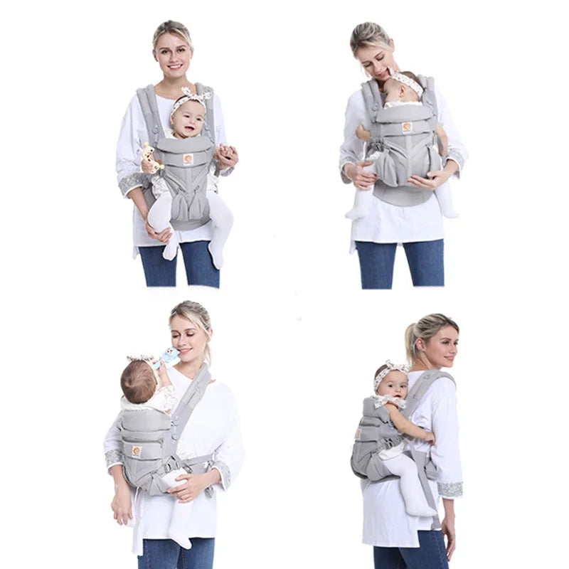 Mom with baby in baby carrier 4 In 1 ergonomic kangaroo design in 4 different style