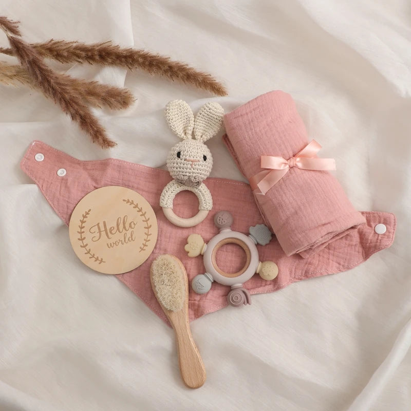 Complete Baby Gift Set: Bath Essentials, Crochet Rattle & Blanket for Newborns