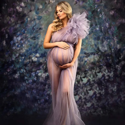 Solid Maternity See Through Photoshoot Dresses