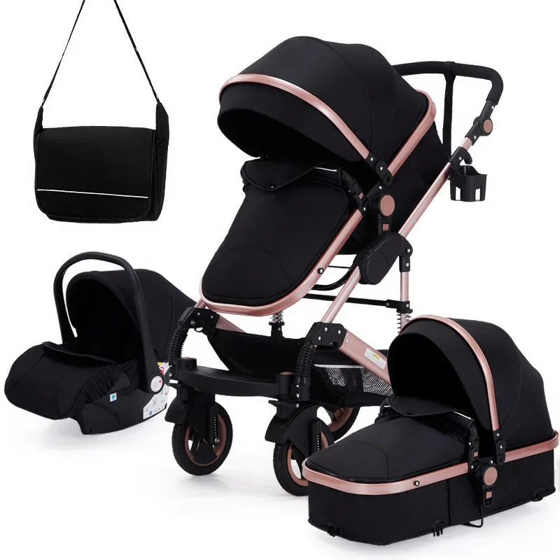 3 in 1 Infant Stroller Set Black