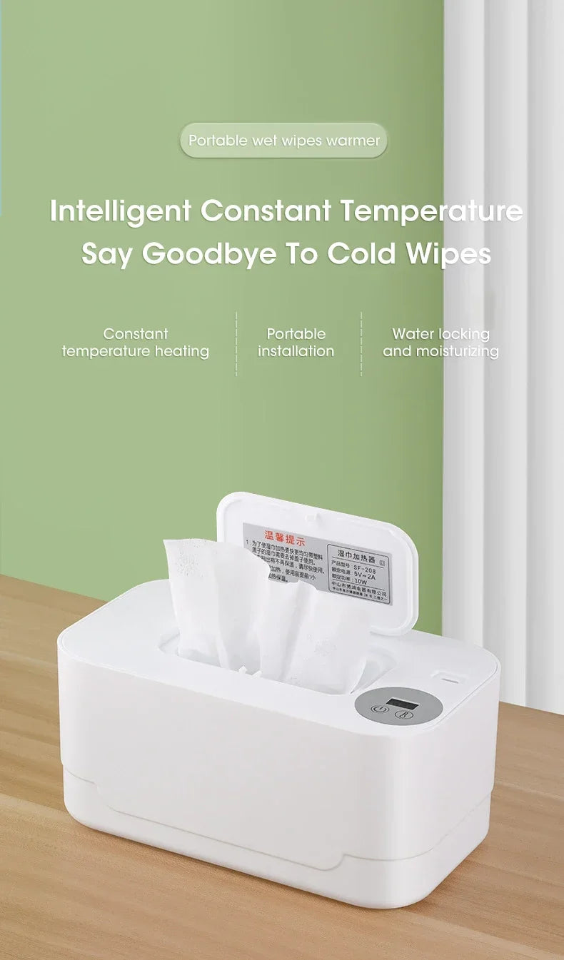 Baby Wipe Warmer Heater with LED Display Wet Towel Dispenser