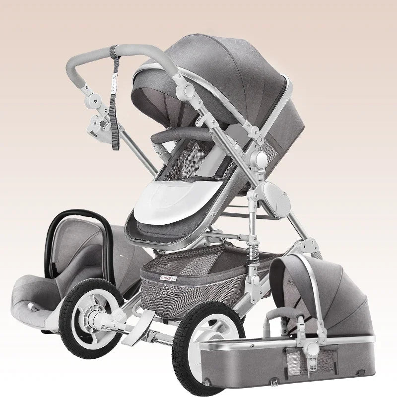 3 in 1 Infant Stroller Set Ash & White