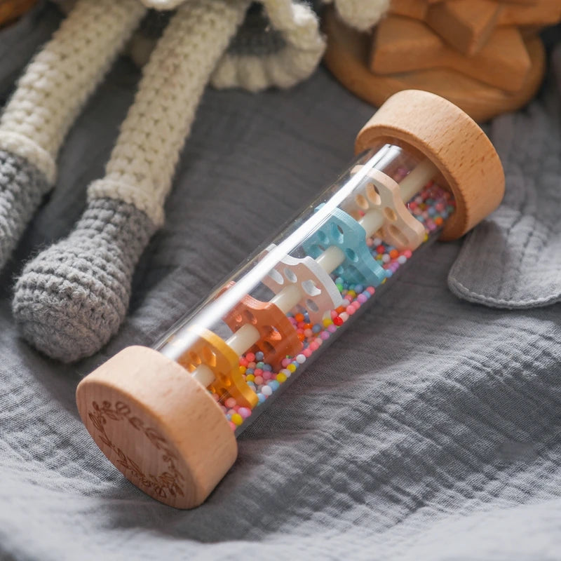 Montessori Sensory Rain Stick Colorful Hourglass Rattle